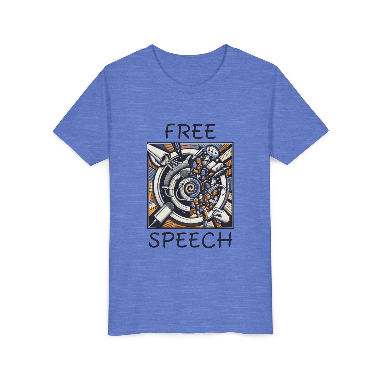 Youth Short Sleeve Tee with 'Free Speech' Design – Perfect for Activists, School Events, Casual Wear, Back-to-School, Gifts