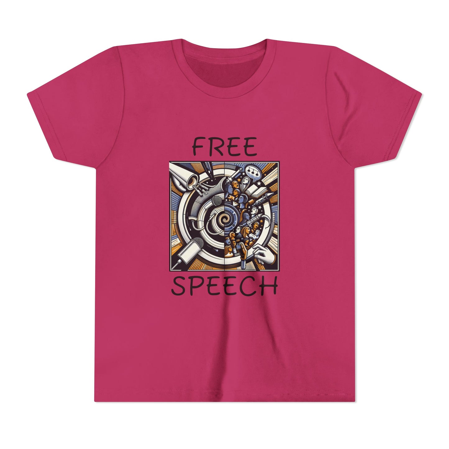 Youth Short Sleeve Tee with 'Free Speech' Design – Perfect for Activists, School Events, Casual Wear, Back-to-School, Gifts