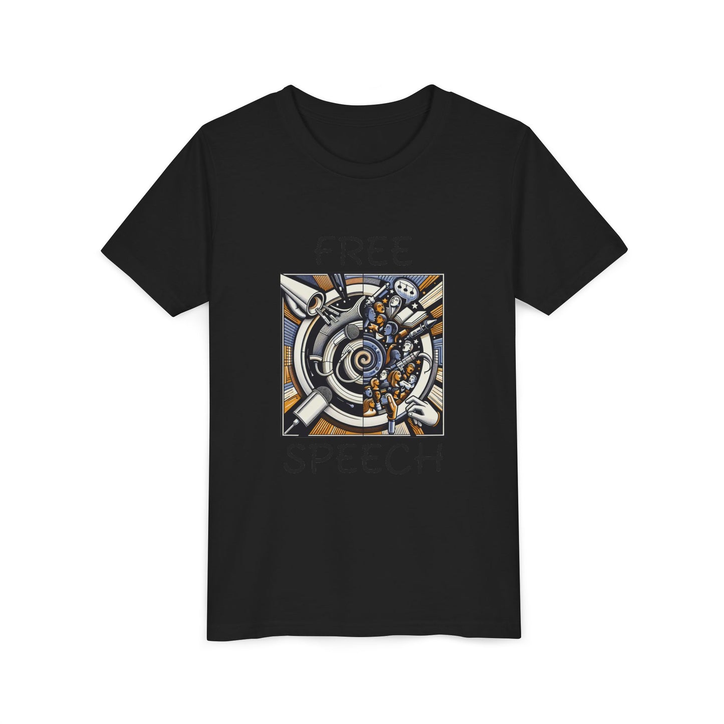 Youth Short Sleeve Tee with 'Free Speech' Design – Perfect for Activists, School Events, Casual Wear, Back-to-School, Gifts