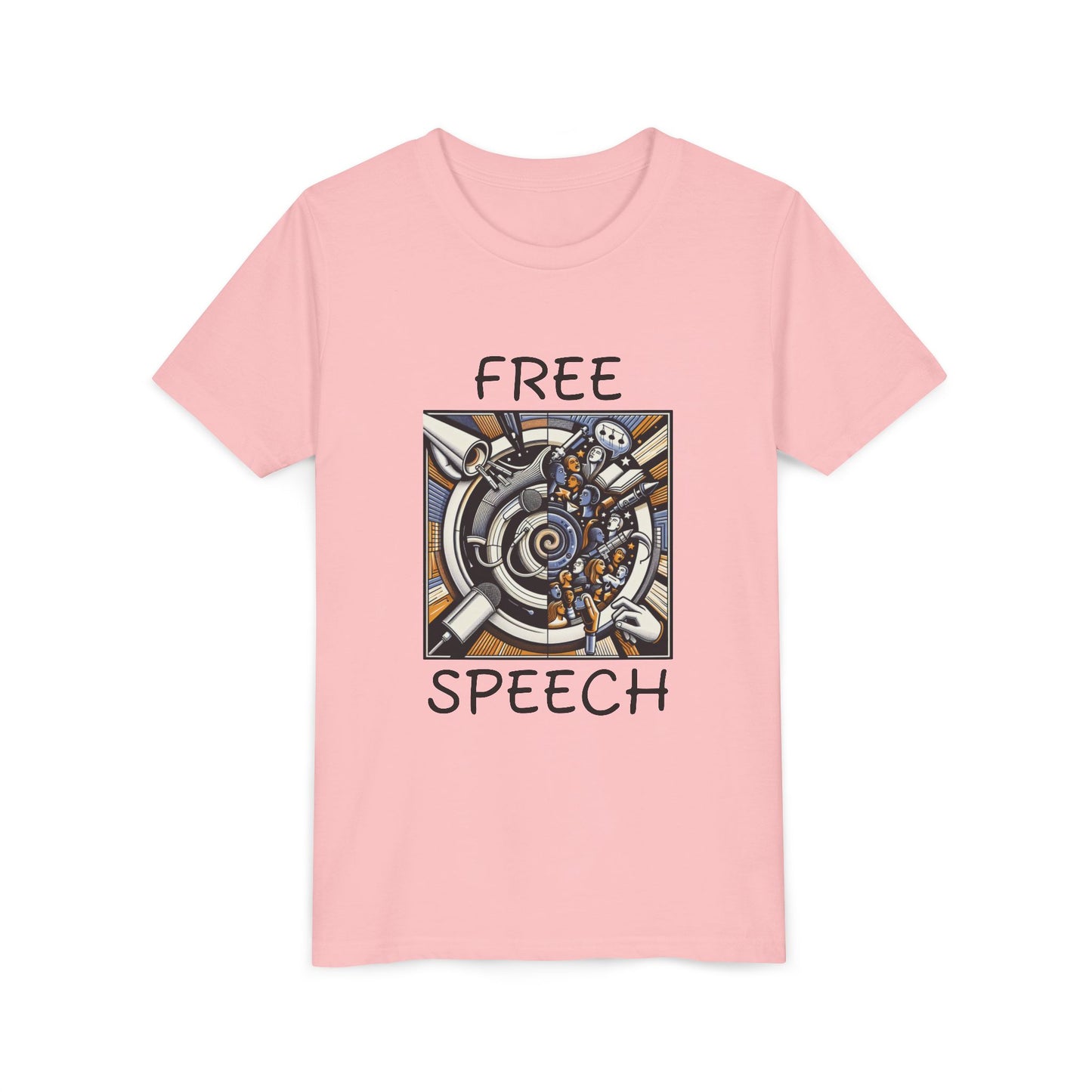 Youth Short Sleeve Tee with 'Free Speech' Design – Perfect for Activists, School Events, Casual Wear, Back-to-School, Gifts