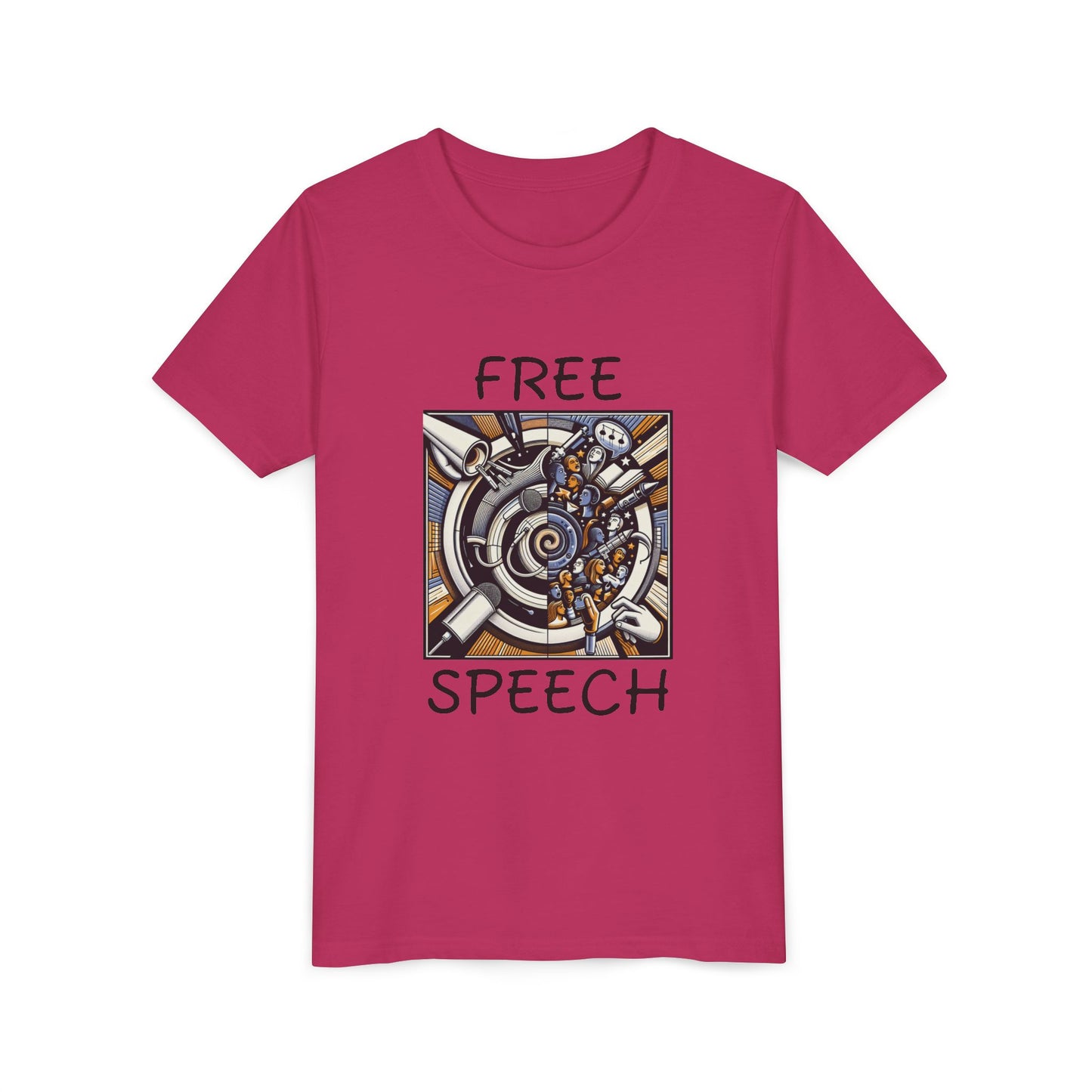 Youth Short Sleeve Tee with 'Free Speech' Design – Perfect for Activists, School Events, Casual Wear, Back-to-School, Gifts