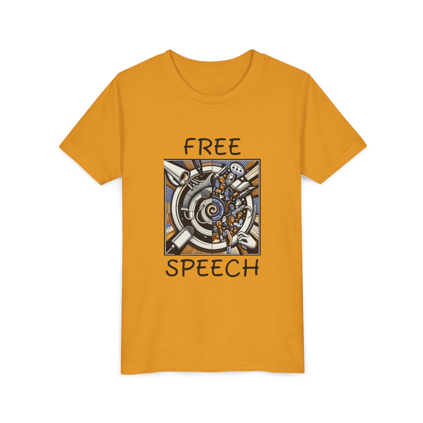 Youth Short Sleeve Tee with 'Free Speech' Design – Perfect for Activists, School Events, Casual Wear, Back-to-School, Gifts