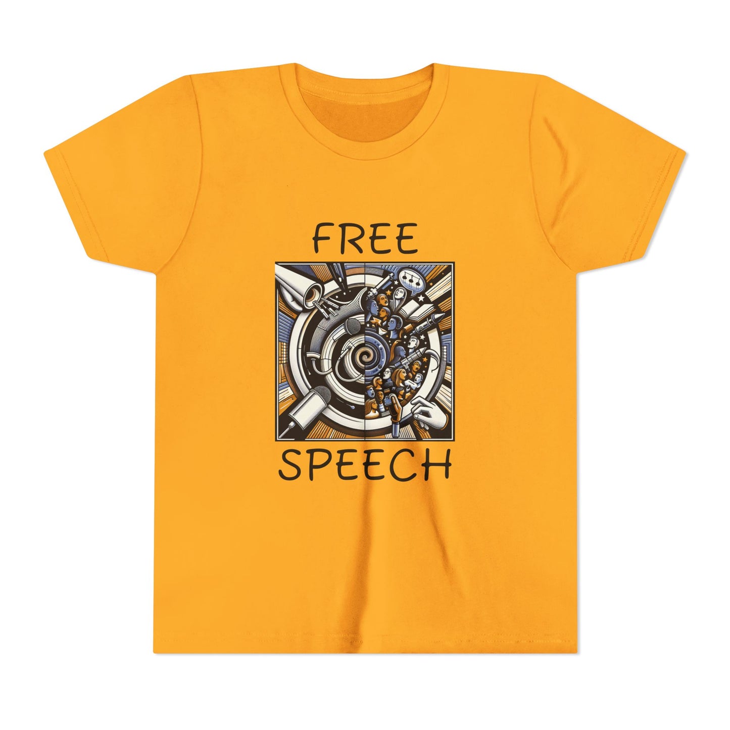 Youth Short Sleeve Tee with 'Free Speech' Design – Perfect for Activists, School Events, Casual Wear, Back-to-School, Gifts
