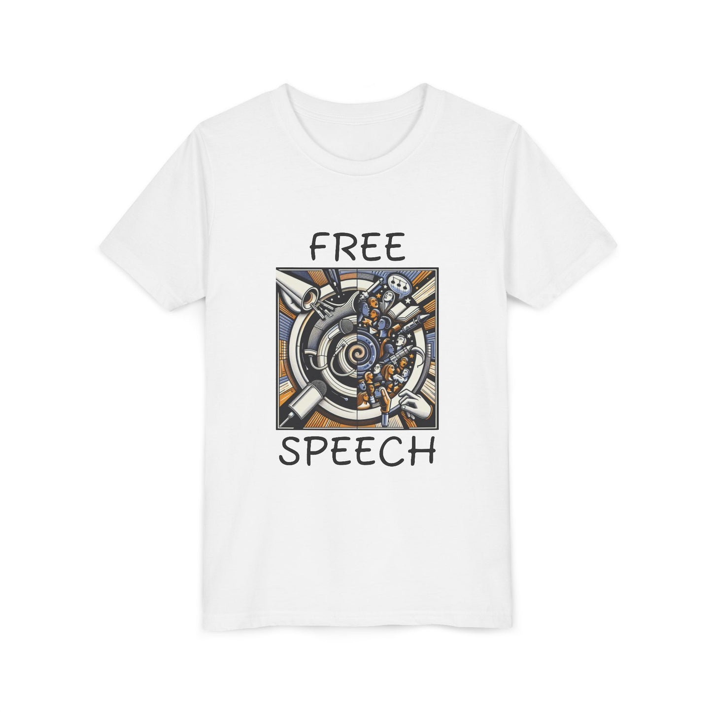 Youth Short Sleeve Tee with 'Free Speech' Design – Perfect for Activists, School Events, Casual Wear, Back-to-School, Gifts