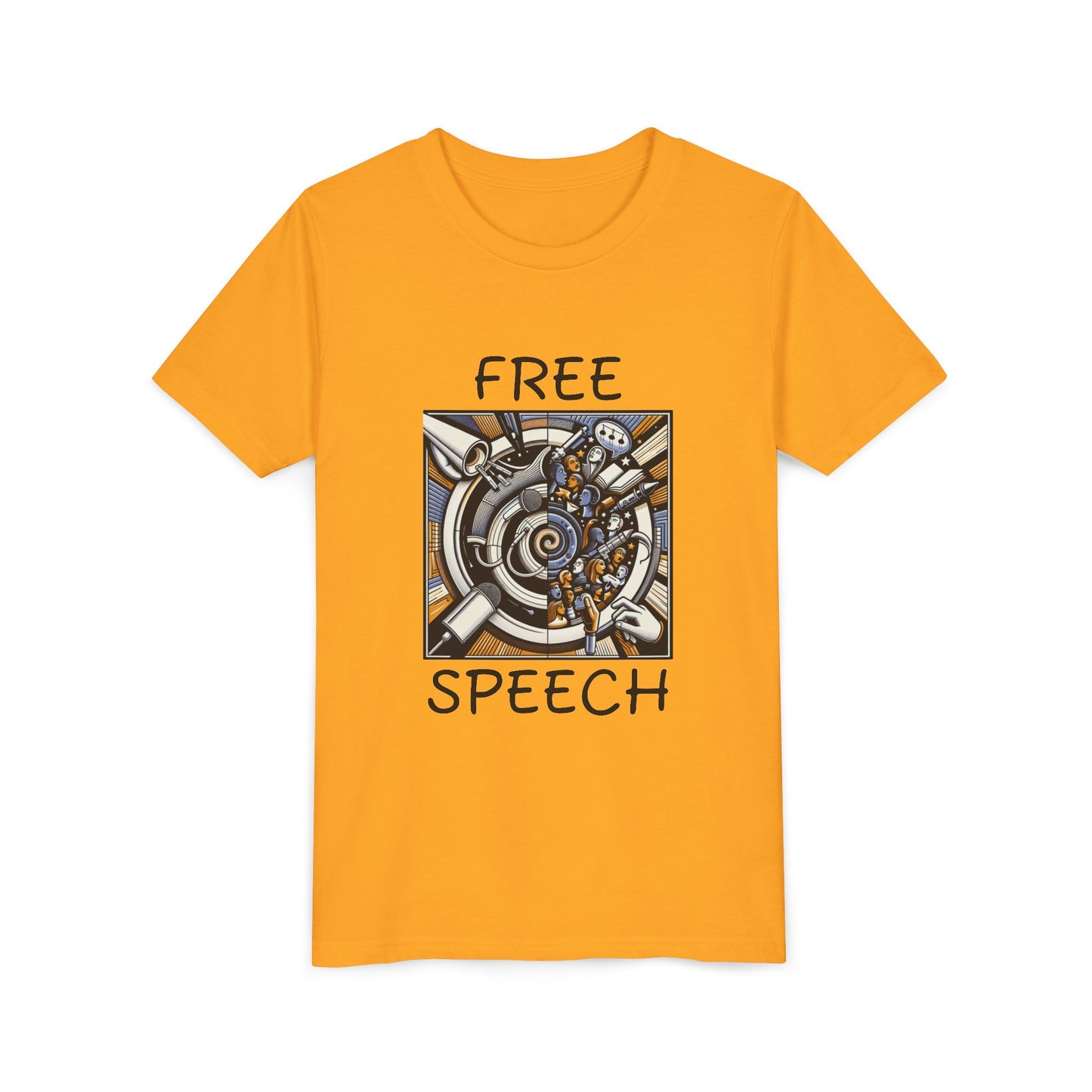 Youth Short Sleeve Tee with 'Free Speech' Design – Perfect for Activists, School Events, Casual Wear, Back-to-School, Gifts