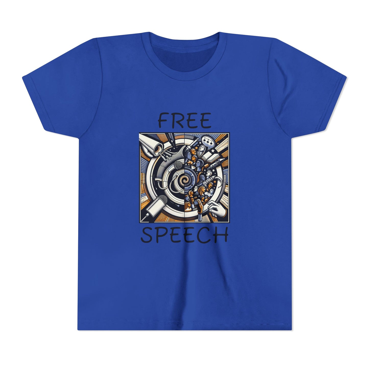 Youth Short Sleeve Tee with 'Free Speech' Design – Perfect for Activists, School Events, Casual Wear, Back-to-School, Gifts