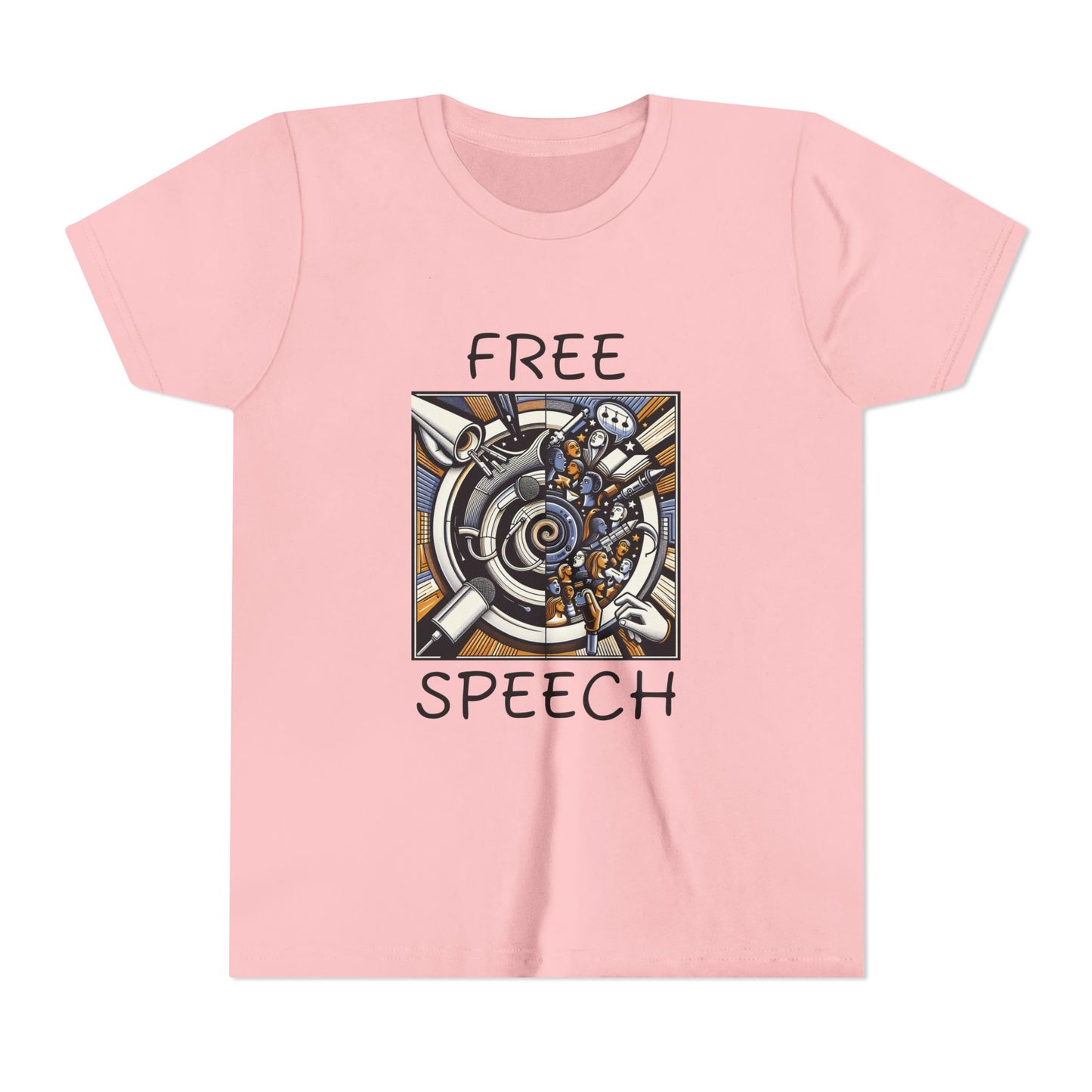 Youth Short Sleeve Tee with 'Free Speech' Design – Perfect for Activists, School Events, Casual Wear, Back-to-School, Gifts