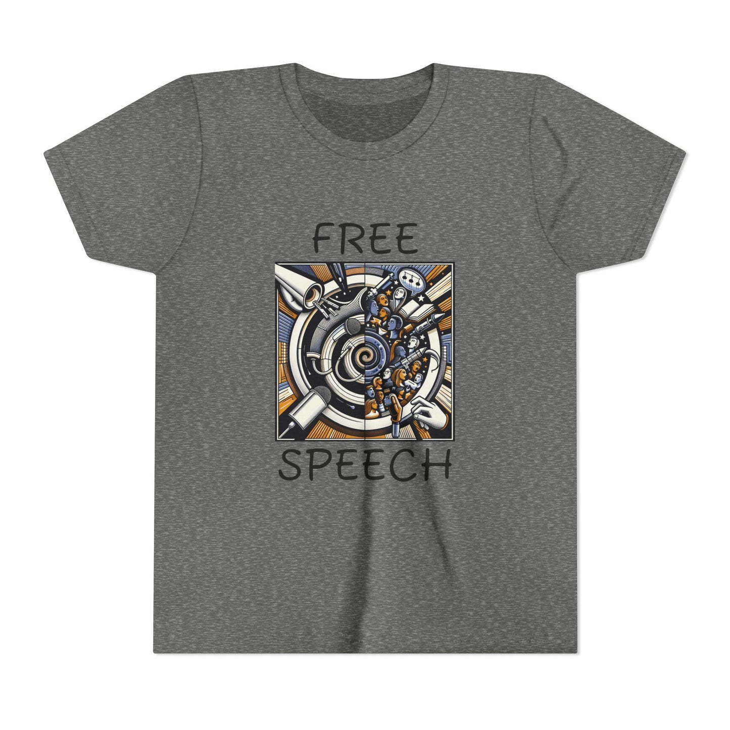 Youth Short Sleeve Tee with 'Free Speech' Design – Perfect for Activists, School Events, Casual Wear, Back-to-School, Gifts