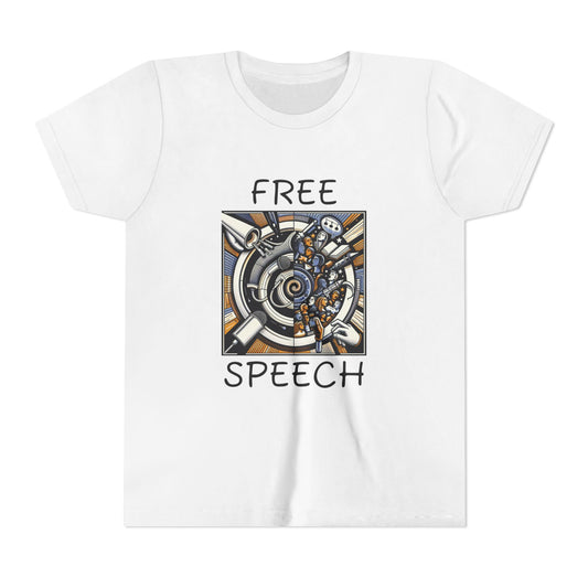 Youth Short Sleeve Tee with 'Free Speech' Design – Perfect for Activists, School Events, Casual Wear, Back-to-School, Gifts