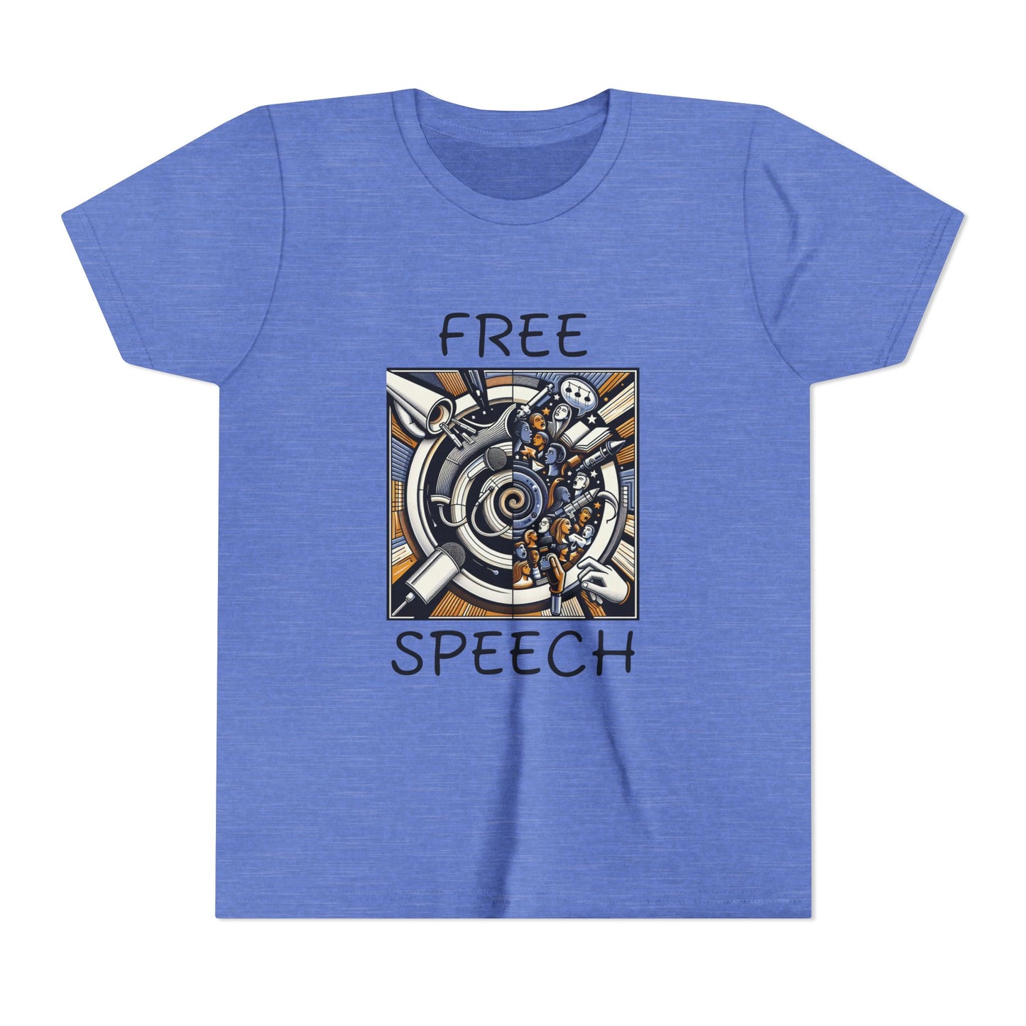 Youth Short Sleeve Tee with 'Free Speech' Design – Perfect for Activists, School Events, Casual Wear, Back-to-School, Gifts